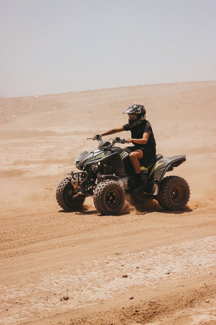 Experience the excitement of quad biking across the Marrakesh desert.