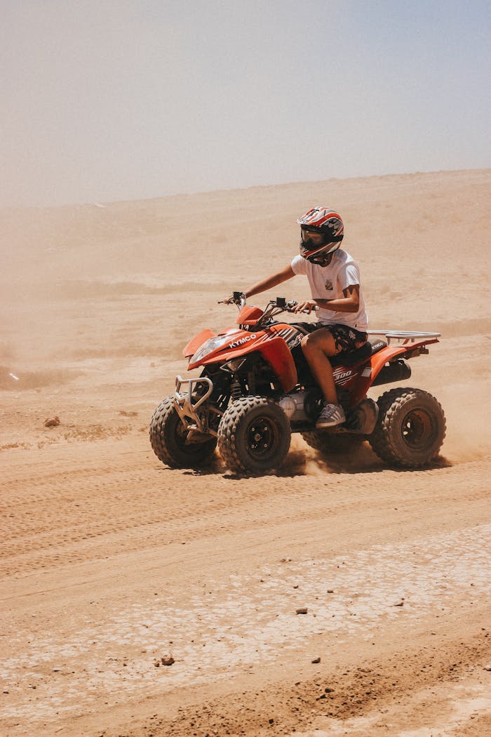 Experience the thrill of quad biking in the dusty landscapes of Marrakesh, Morocco.